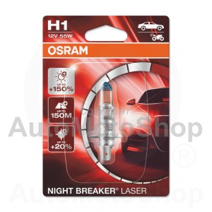  +150% NIGHT BREAKER LASER H1 55W 12V P14.5S Osram O64150NL01B Auto Spuldze